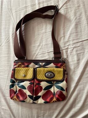 Fossil Multicolor Printed Crossbody with Yellow Front Pockets
